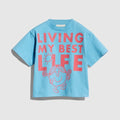 Children's cotton T-shirt with print - light blue