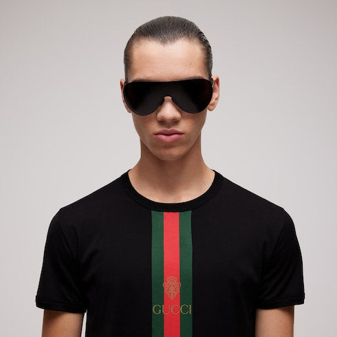 Cotton jersey T-shirt with print - black