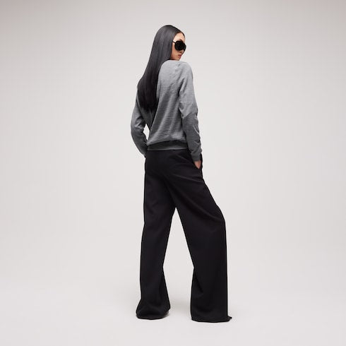 Fine wool sweater with embroidery - grey
