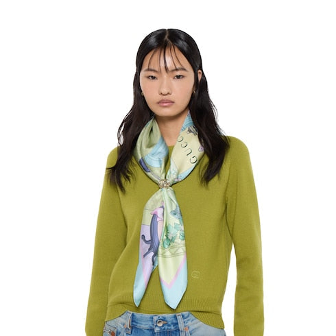 Printed silk twill carré - multicolor