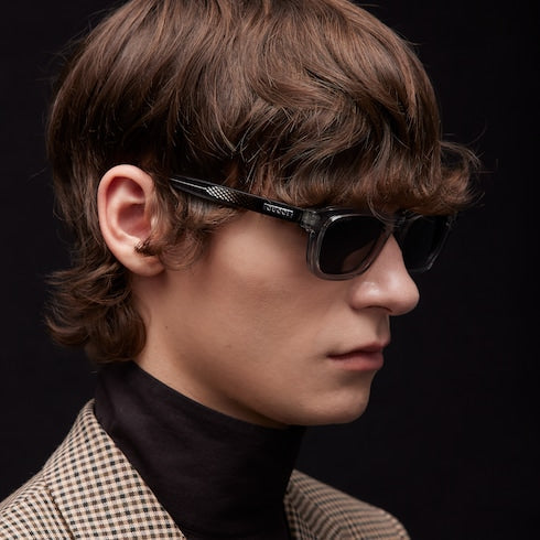 Rectangular-frame sunglasses - transparent grey