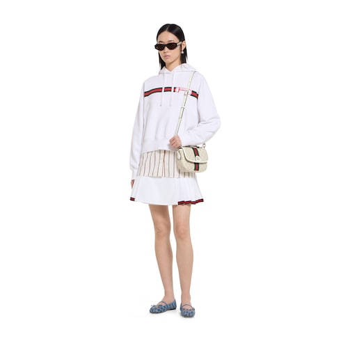 Ophidia small top handle bag - beige and white GG fabric