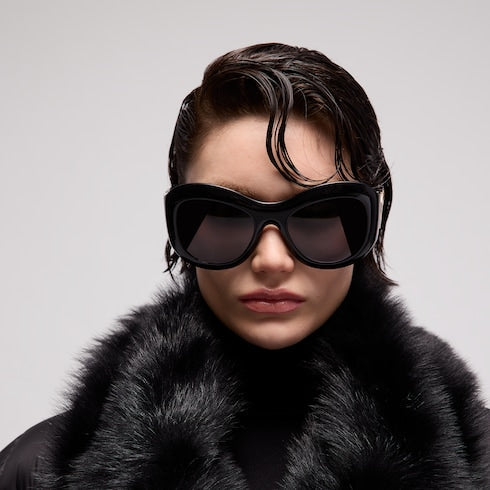 Round frame sunglasses - black