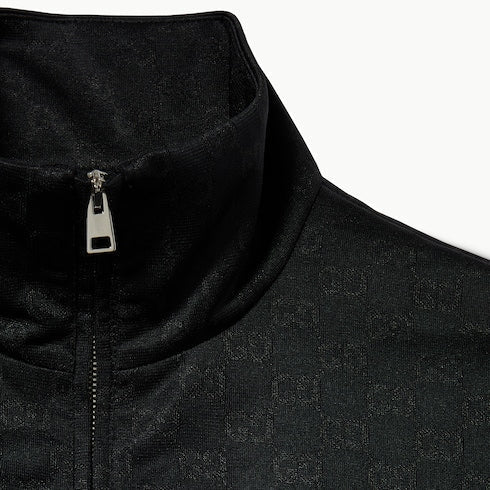 GG jersey jacquard zip jacket - black