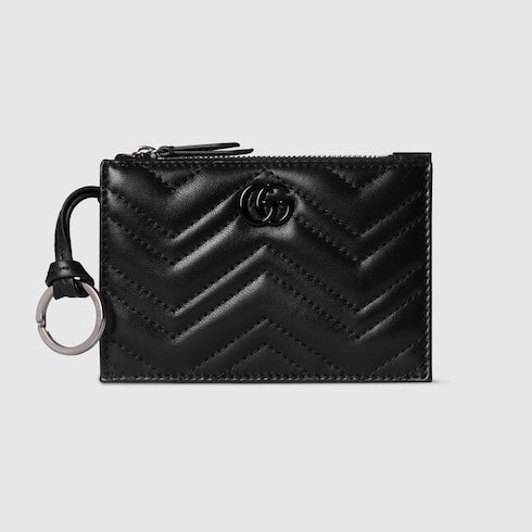 GG Marmont zip key pouch - black leather