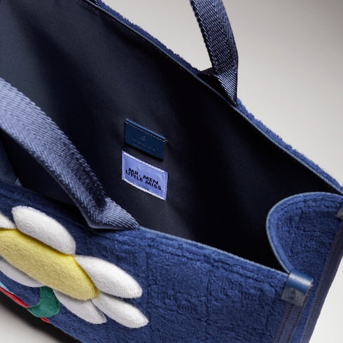 Children's GG tote bag with embroidery - dark blue GG terrycloth