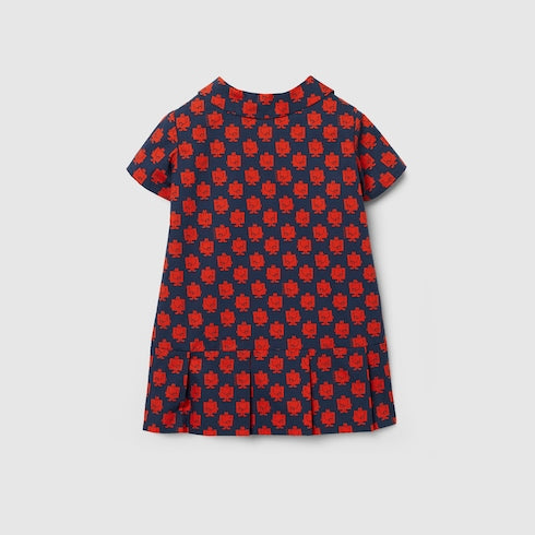 Baby printed cotton dress - blue and red