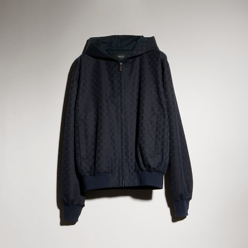 GG cotton canvas zip jacket - dark blue