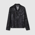 Printed silk twill bowling shirt - black and grey