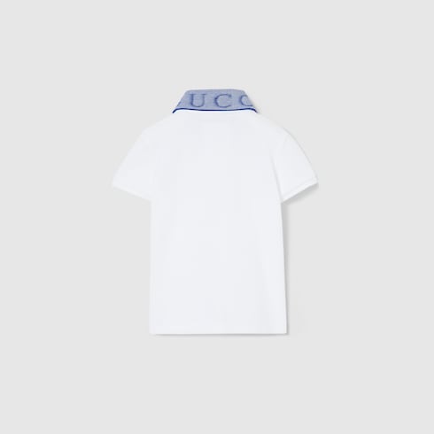 Baby cotton polo shirt with embroidery - white