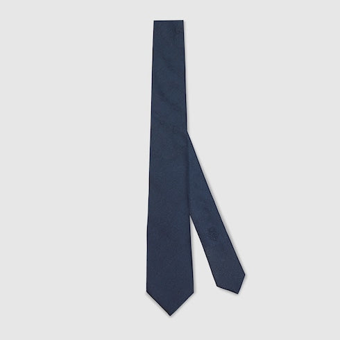 GG silk cotton tie - blue