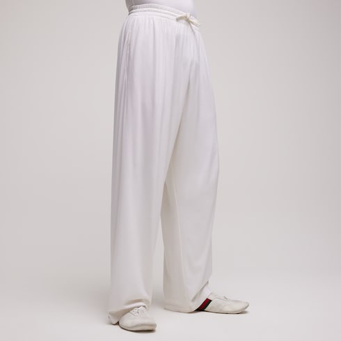 Soft rayon jersey sportswear pants - ivory