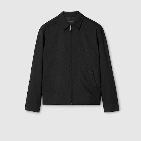 GG wool zip jacket - black