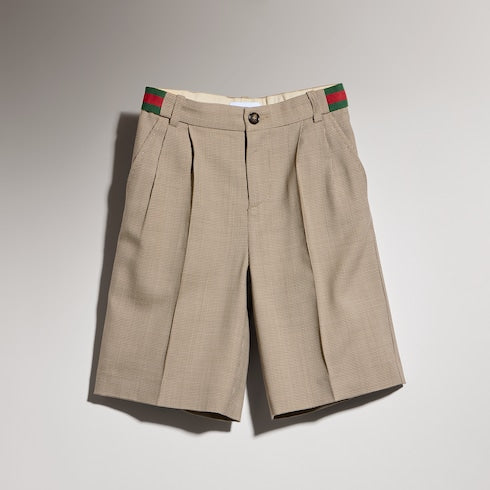 Children's chevron wool shorts - brown and cream