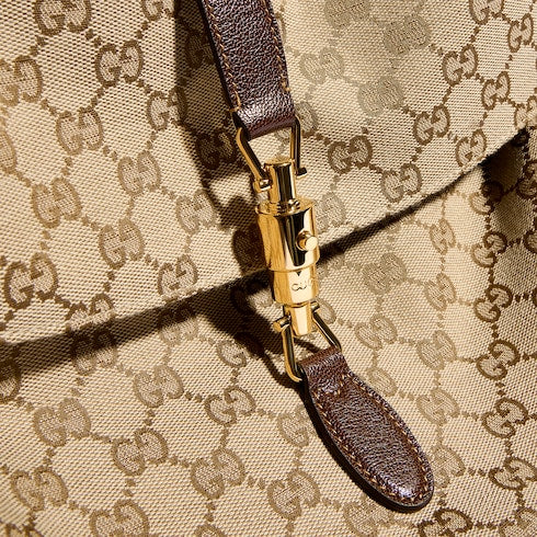 Jackie Flap large crossbody bag - sand and brown GG canvas