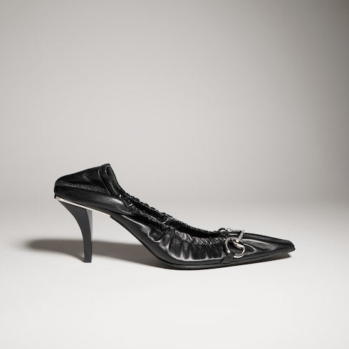 Women's Vittoria pump with elastic - black soft nappa leather