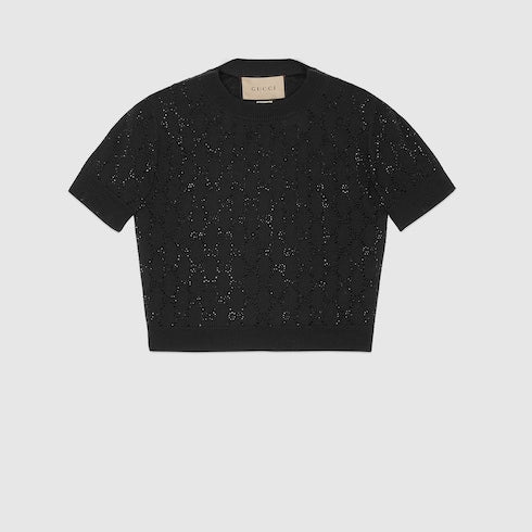 Fine wool GG crystal top - black