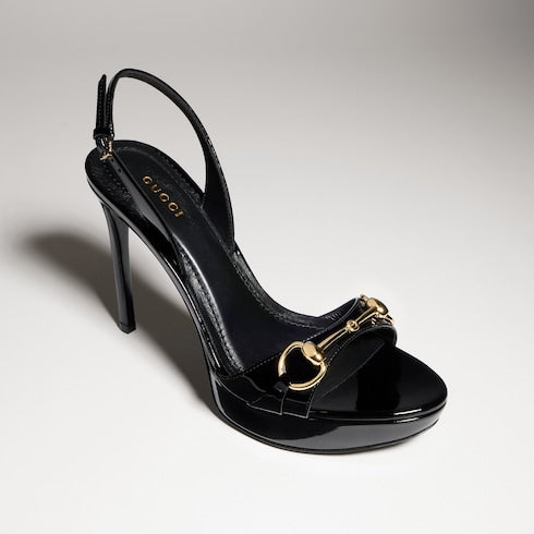 Women's Donna platform sandal - black patent leather