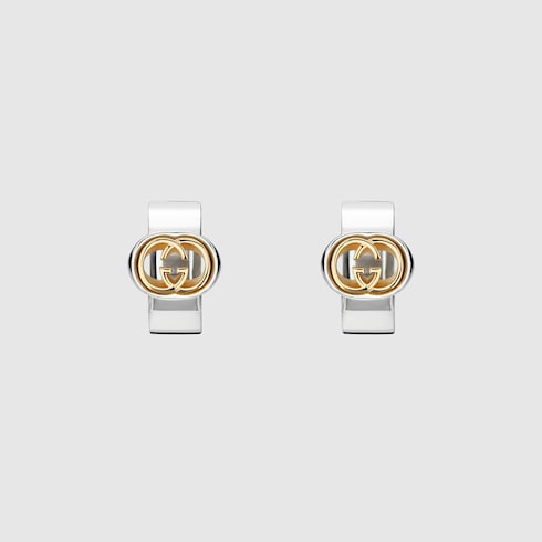 Gucci Interlocking mini hoop earrings - palladium-toned brass