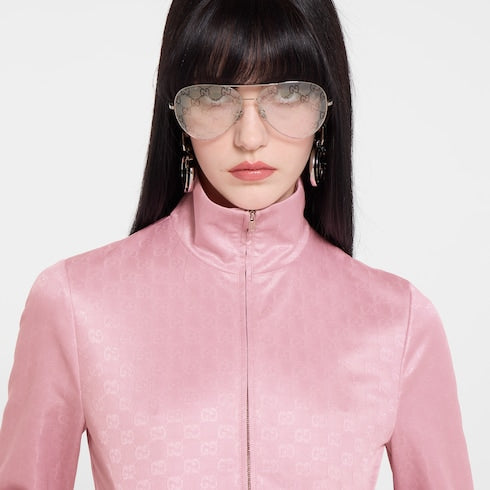 GG jersey jacquard zip jacket - light pink