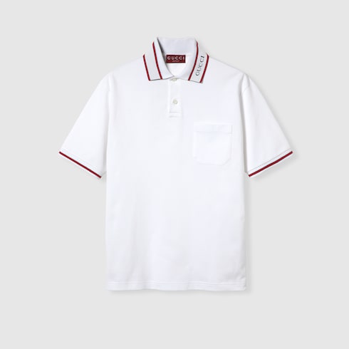Cotton piquet polo shirt - white