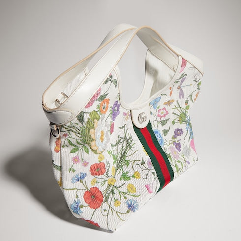 Gucci Giglio small tote bag - white and multicolor net