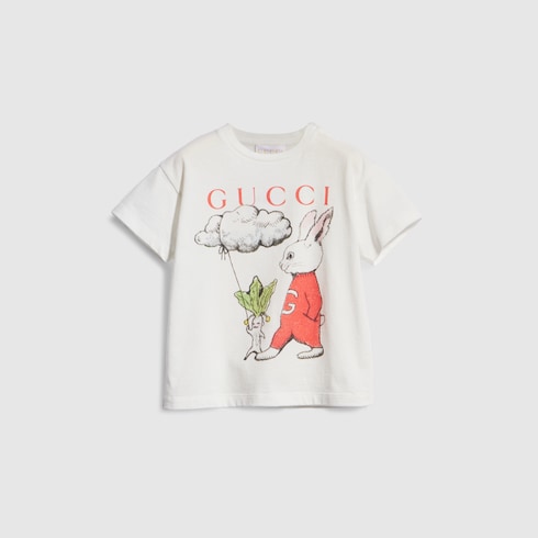 Baby cotton T-shirt with print - white