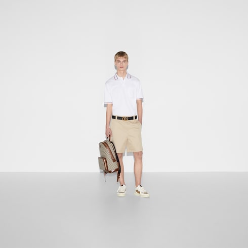 Cotton piquet polo shirt - white
