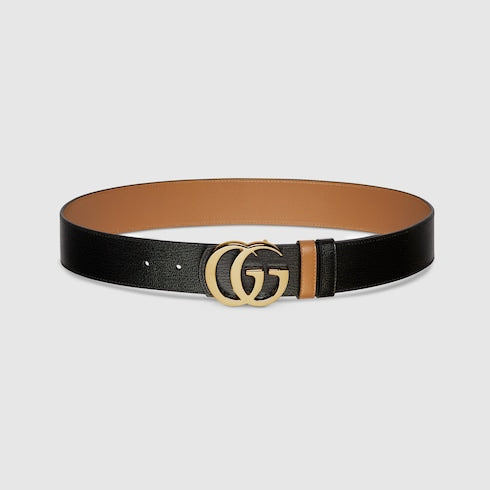 Reversible GG Marmont belt - black and beige leather