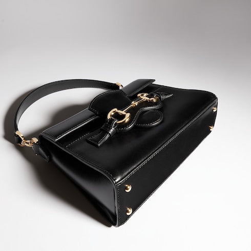 Horsebit Duomo small top handle bag - black leather