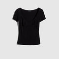 Viscose jersey T-shirt with metal tag - black