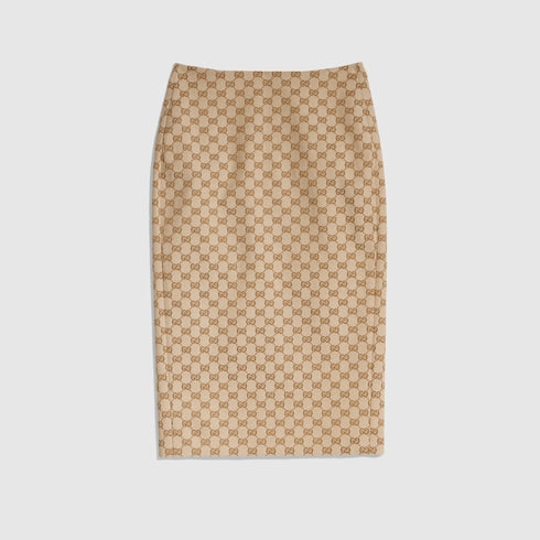 GG cotton canvas midi skirt - sand
