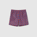 Children's printed nylon swim shorts - dark blue and red