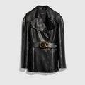 Soft grainy leather trench - black