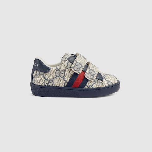 Toddler Gucci Ace sneaker - blue and grey GG Supreme