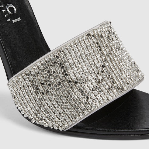 Women's crystal Bombshell slide sandal - grey GG crystal