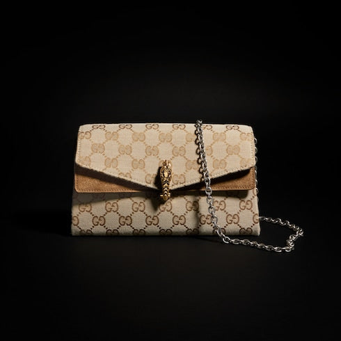 Dionysus small shoulder bag - sand and brown GG canvas