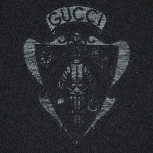 Cotton jersey T-shirt with devoré detail - black