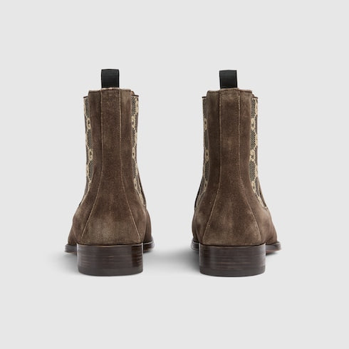 Men's worn-out effect ankle boot - dark brown suede