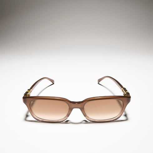Rectangular-frame sunglasses - brown gradient