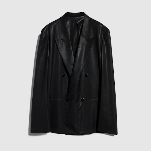 Wool jacket with chintzed finish - black