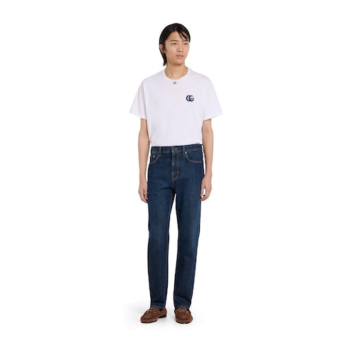 Slim fit cotton denim pant - blue