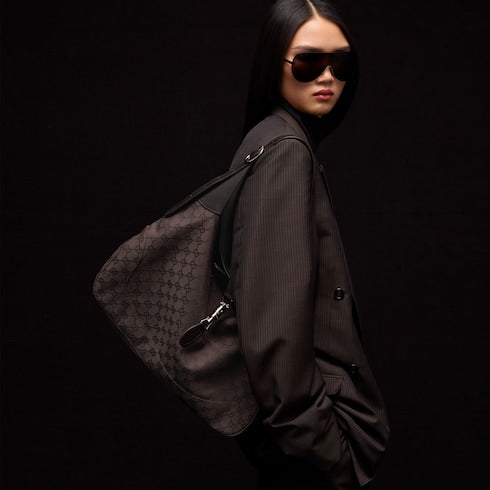 Gucci Jackie 1961 large crossbody bag - dark brown GG canvas