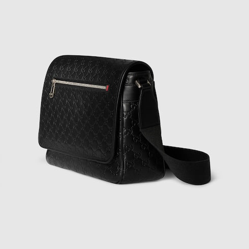 GG Emblem medium crossbody bag - black GG leather