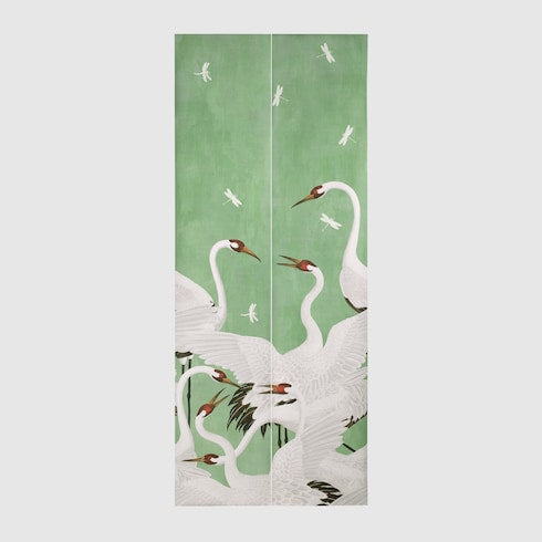 Heron print wallpaper - Green