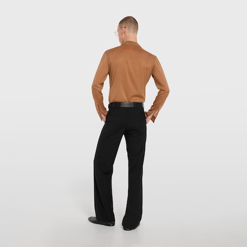 Silk stretch chiffon shirt - light brown