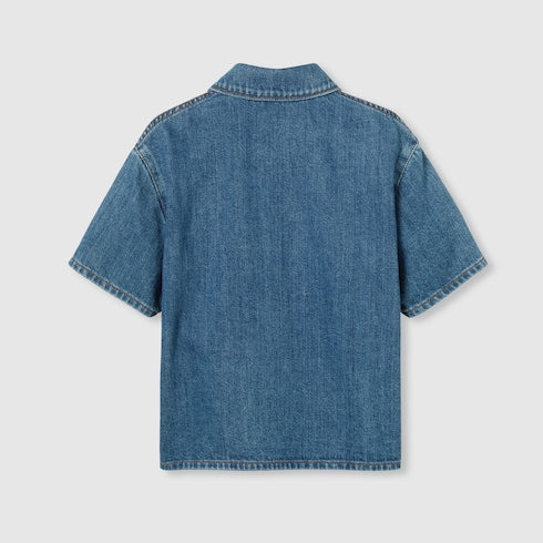 Children's lasered denim shirt - blue