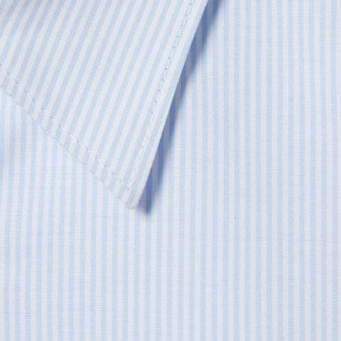 Striped cotton poplin shirt - white and light blue