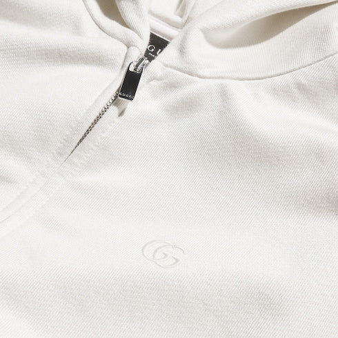 Cotton silk jersey zip sweatshirt - white