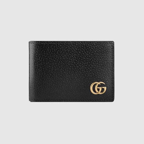 Black Leather GG Marmont Bi-Fold Wallet - Black Leather